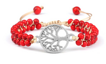 Charger l&#39;image dans la galerie, Bracelet Perles Double Rang avec Arbre de Vie Argenté - Proposé en 3 couleurs -

