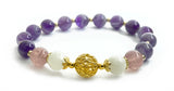 Bracelet LEAH - Plaqué Or Perles Amethyste, Pierres de Lune et Cristal Rose - A1143 -