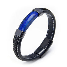 Charger l&#39;image dans la galerie, Bracelets Homme en Cuir et Lapis Lazuli

