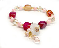 Bracelet IRIS en Agate Rouge et Perles de Cristal - A1336 -