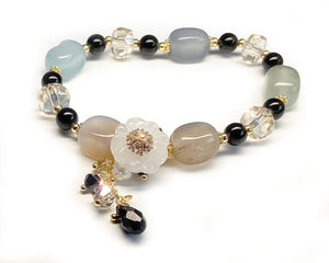 Bracelet GINA en agate noire et perles de cristal - A1338 -