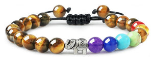 Bracelet Eléphant 7 Chakras Réglables - Proposé en 5 couleurs de pierre différentes -