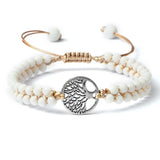 Bracelet Perles double rang avec Arbre de Vie Argenté - Proposé en 3 Couleurs de perles -