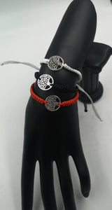Bracelet Porte Bonheur Corde & Arbre de Vie Argenté - proposé en 3 couleurs -