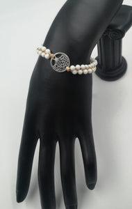 Bracelet Perles Double Rang avec Arbre de Vie Argenté - Proposé en 3 couleurs -