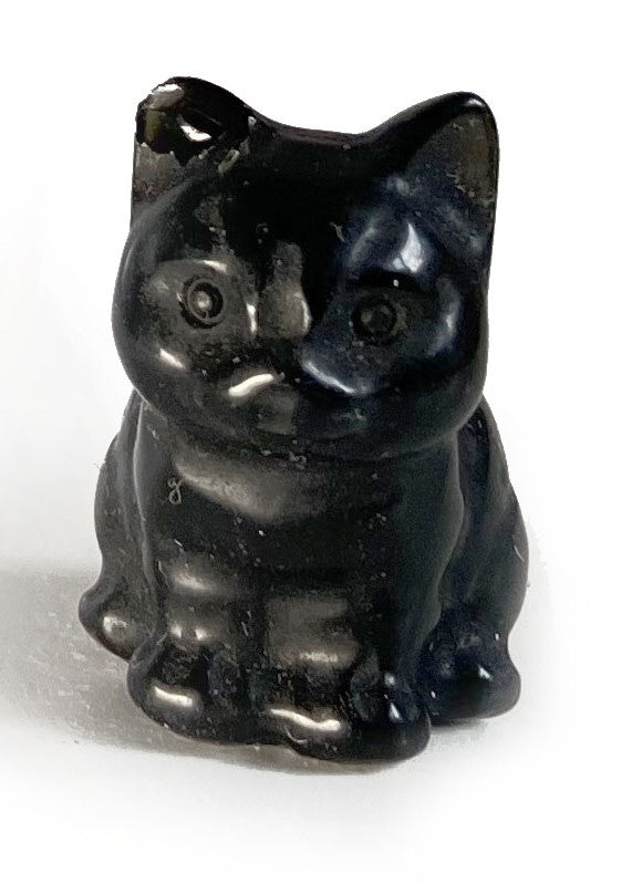 Statue de Chaton en Obsidienne Noire - P1339 -