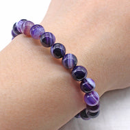 Bracelet du Bonheur en Agate Pourpre 10 mm - A1294 -