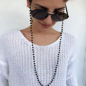 Chainette pour Lunettes en Perles Noires - J1054 -