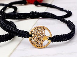 Bracelet porte bonheur en suédine pendentif arbre de vie - Marron