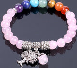 Bracelet 7 Chakras Pendant Arbre de Vie et Perle - Proposé en 2 Couleurs -