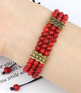 Bracelet Triple Rang de Perles Howlite Turquoise ou Rouge