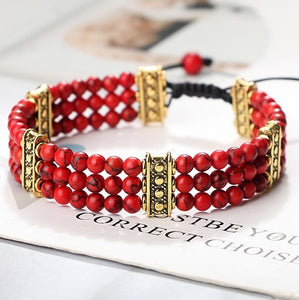 Bracelets Triple rang de perles Howlite Turquoise ou Rouge
